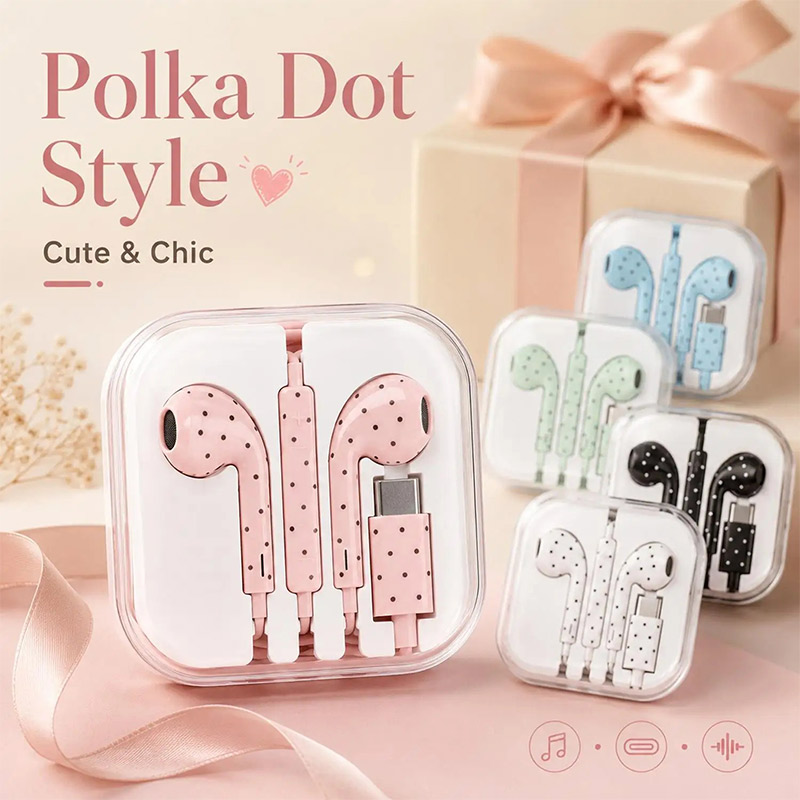 Type C Wired Earphones With Mic - Urocze słuchawki przewodowe typu C w