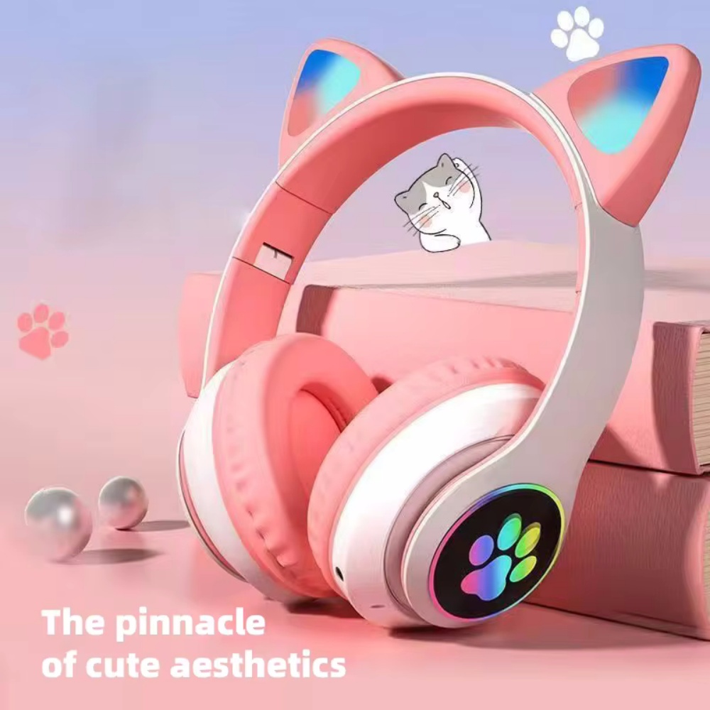 Cat Ear Bluetooth Headset Led - Słodkie bezprzewodowe słuchawki z kocimi uszkami